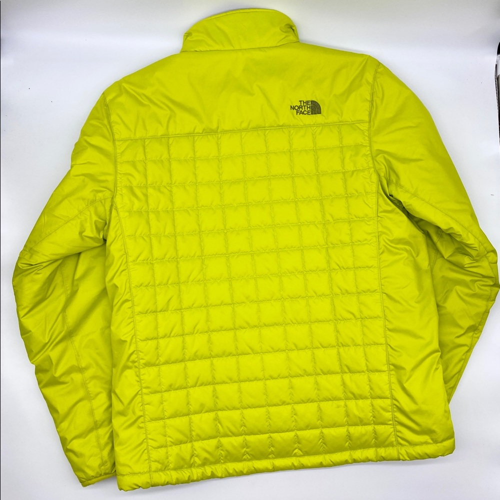 THE NORTH FACE MENS LIME GREEN DOWN PUFFER JACKET INSULATED THERMO ZIP MEDIUM - Picture 5 of 8